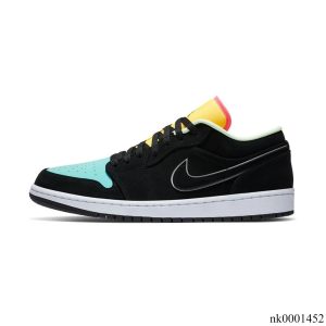 Alternative view of AJ 1 Low Black Aurora Green Laser Orange Shoes Sneakers - nk0001452