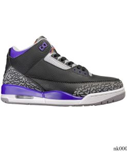 AJ 3 Retro Black Court Purple Shoes Sneakers - nk0000817