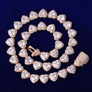 Bubble Letter Clustered Heart Tennis Chain