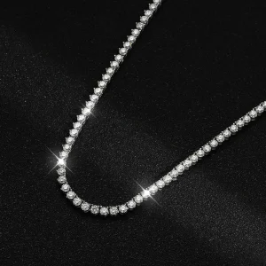 Moissanite Tennis Necklace 925 Sterling Silver Plated 18k White Gold Necklace