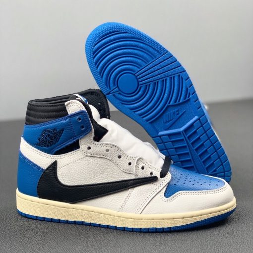 Travis Scott x Fragment x AJ 1 High "Military Blue" Shoes Sneakers - nk0001586 - Image 6