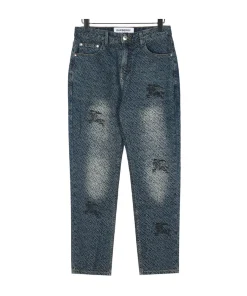 BUR Monogram Distressed Denim Jeans in Indigo - 367 - bbr0000367
