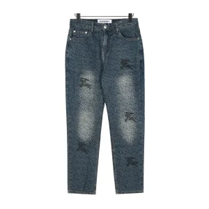 BUR Monogram Distressed Denim Jeans in Indigo - 367 - bbr0000367