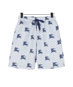 BUR Knight Motif Monogram Shorts in Ice Blue - 372 – bbr0000372