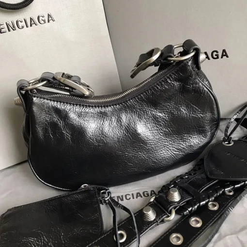 BLCG Le Cagole Shoulder Bag Black Aged Calfskin - 39 - bl0000039 - Image 4