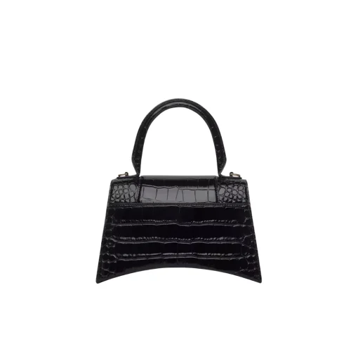 BLCG Small Hourglass Top Handle Bag Black Croc Embossed - 40 - bl0000040
