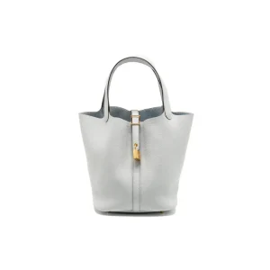 HM White Clemence Picotin Lock Bag  - 12- hm0000012