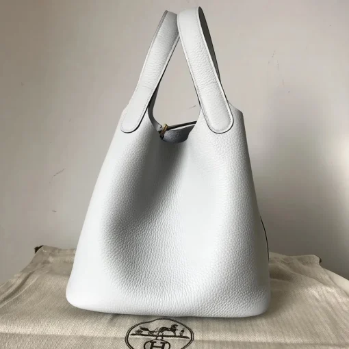 HM White Clemence Picotin Lock Bag  - 12- hm0000012 - Image 5