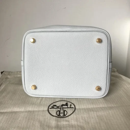 HM White Clemence Picotin Lock Bag  - 12- hm0000012 - Image 9