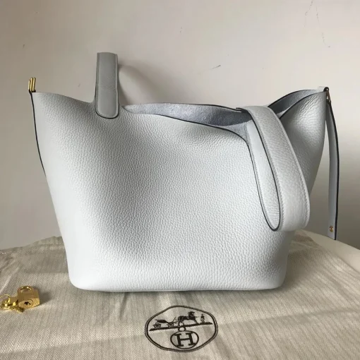 HM White Clemence Picotin Lock Bag  - 12- hm0000012 - Image 8
