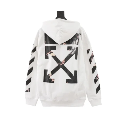 OW Caravaggio Slim Arrows Hoodie in White - 343 - owf0000343