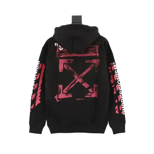 OW Diagonal Stencil Hoodie in Black - 345 - owf0000345