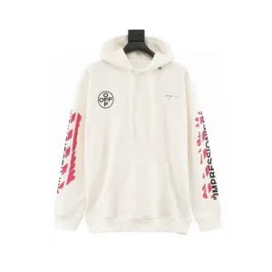 OW Diagonal Stencil Hoodie in White - 346 - owf0000346