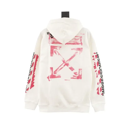 OW Diagonal Stencil Hoodie in White - 346 - owf0000346