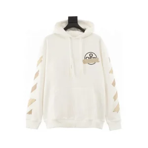 OW Diagonal Tape Arrows Hoodie in White - 349 - owf0000349