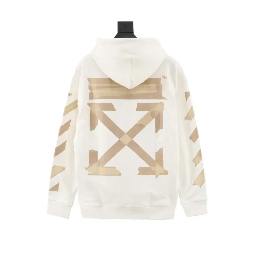 OW Diagonal Tape Arrows Hoodie in White - 349 - owf0000349