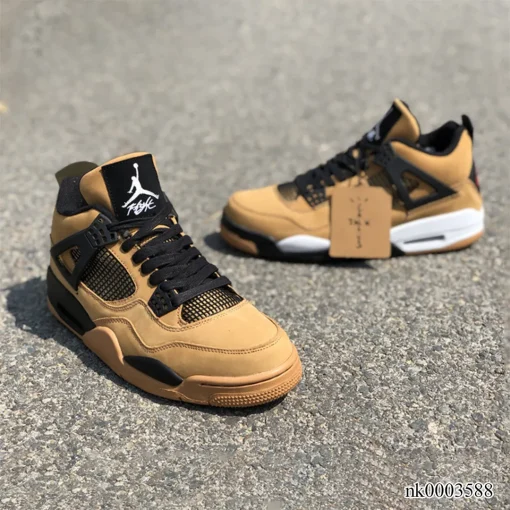 AJ 4 x Travis Scott  Khaki Brown Grey Shoes Sneakers - nk0003588 - Image 4
