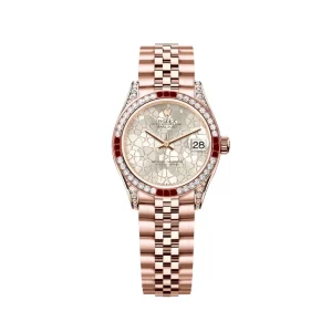 RL Datejust 31 278285RBR Everose Gold Deep Red Diamond 5-Leaf Custom - RL0021