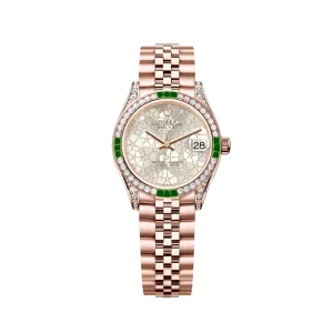 RL Datejust 31 278285RBR Everose Gold Dark Green Diamond 5-Leaf Custom - RL0022