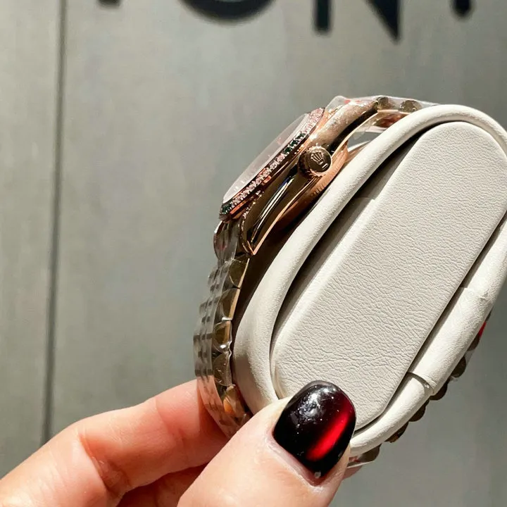 RL Datejust 31 278285RBR Everose Gold Dark Green Diamond 5-Leaf Custom - RL0022 - Image 5