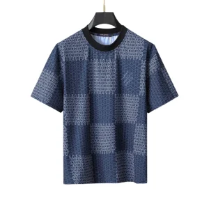 LOV Jacquard Damier T-Shirt in Dark Blue - lov0000772