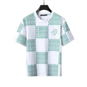 LOV Jacquard Damier T-Shirt in White Green - lov0000774
