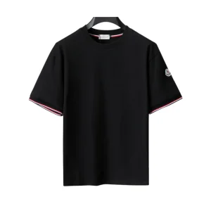 MC Tricolor Trimmed Cotton T-Shirt in Black - 103 - mc0000103