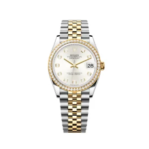 RL Datejust 36 126283 White Gold Dial Diamond Jubilee Bracelet Custom - RL0036