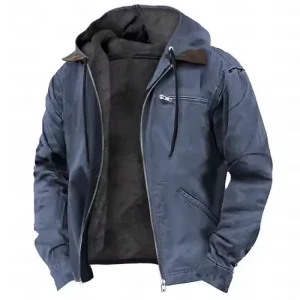 Fashion Solid Color Fleece Warm Outerwear Male