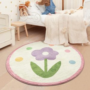 Floral Furry Carpet For Living Room
