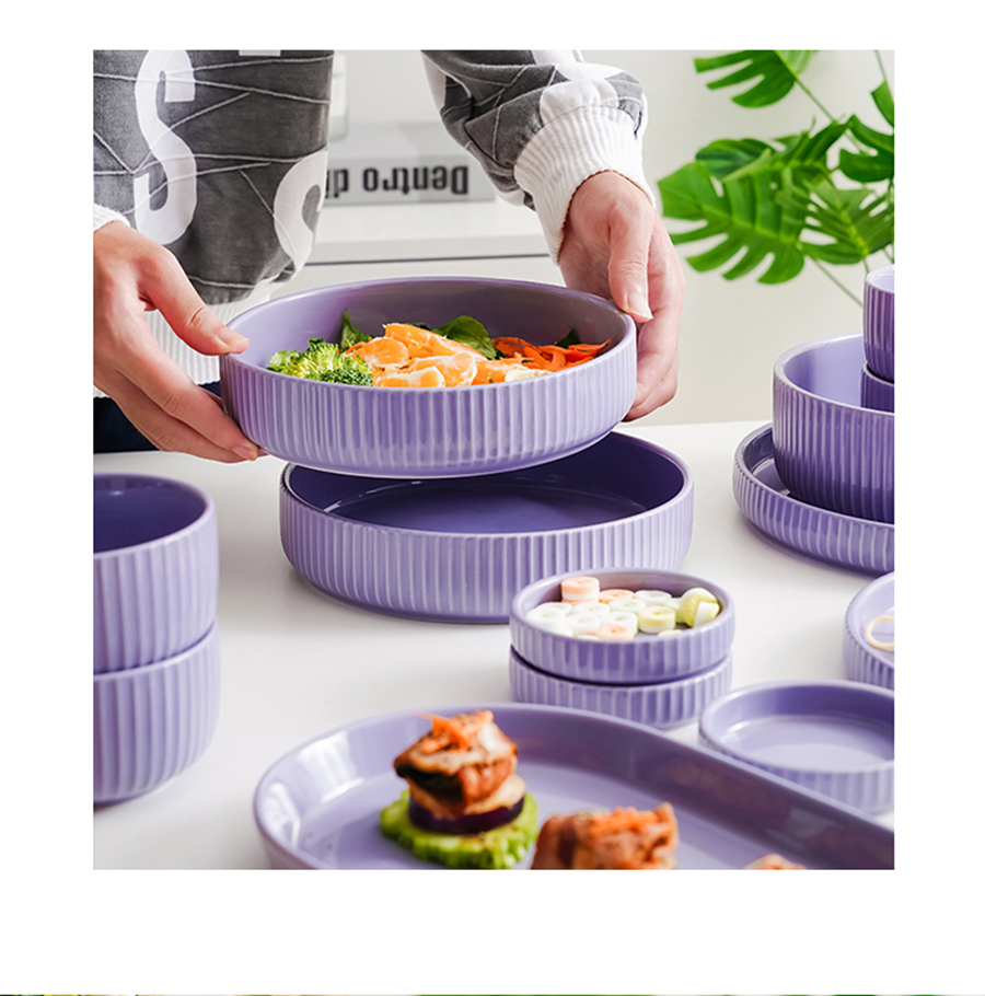 4PCS Nordic Style Ceramic Purple Kitchen Dinnerware Set - Image 4