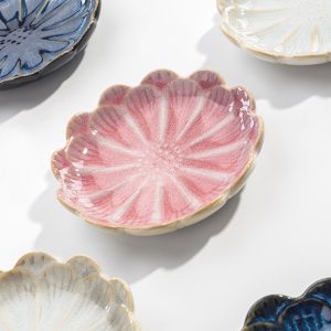2PCs Originality Pink Flower Shape Ceramics Dining Plates