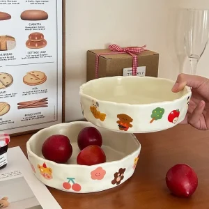 INS Cute Cream Little Bear Plate Ceramic Deep Plate