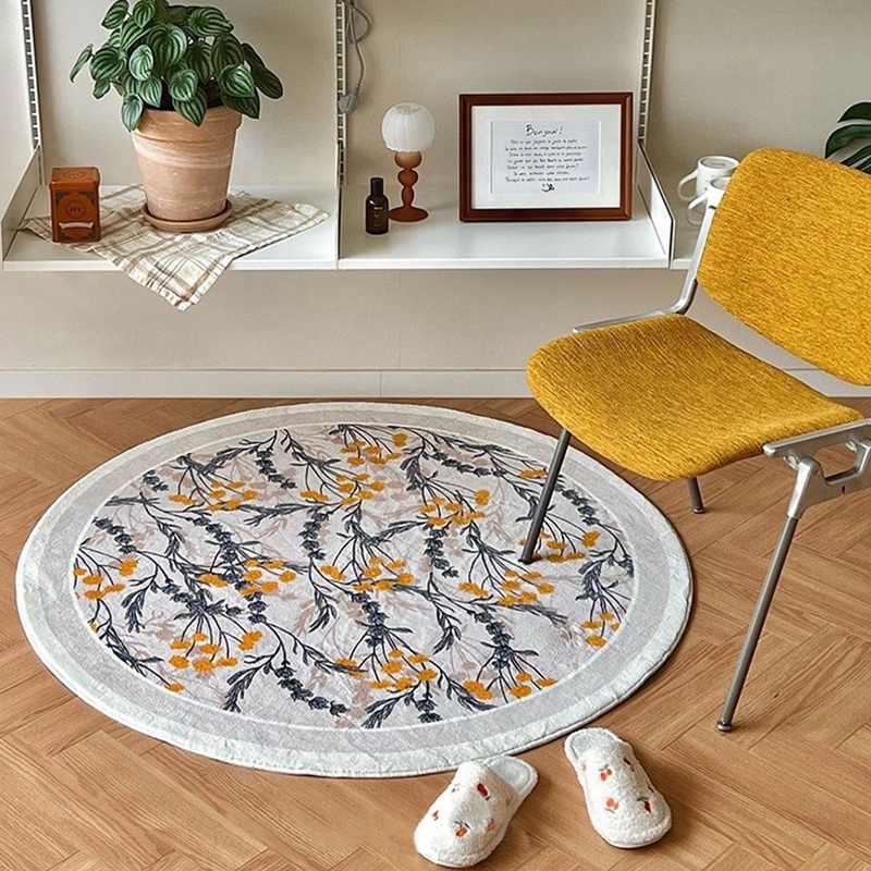 Floral Round Fluffy Rugs For Aesthetic Home Decor - Image 2