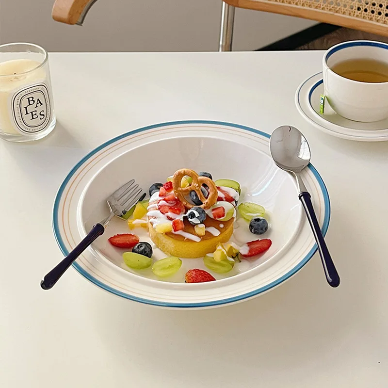 Korean INS Same Four Color Coil Soup Plate Deep Plate