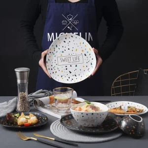 Nordic Irregular Dot Painting Ceramic Plate Porcelain Dinner Plate