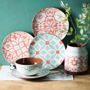 Northern Europe Ceramic Plate Geometric Patterns