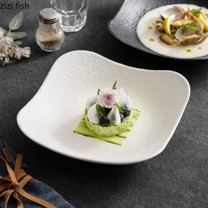 Solid Color Star Flow Texture Ceramic Dinner Plate