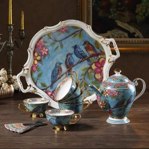 Exquisite Ceramic Blue Coffee Set