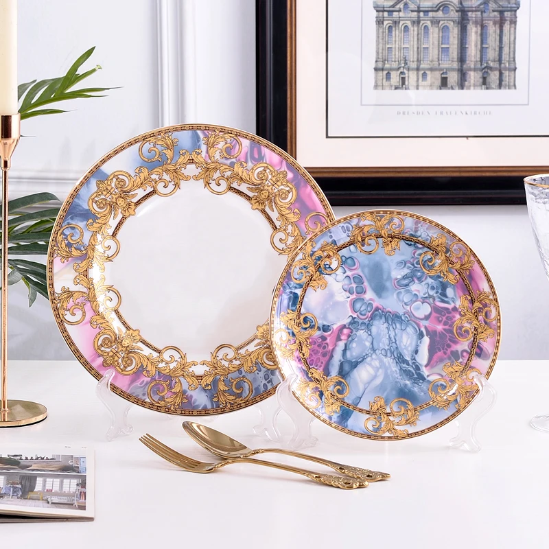 Western Dinner Plate 10inch And 8inch Steak Flat Tray Bone China Dinnerware Set - Image 2