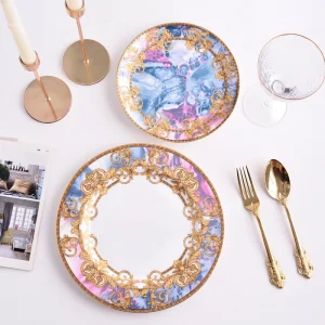 Western Dinner Plate 10inch And 8inch Steak Flat Tray Bone China Dinnerware Set