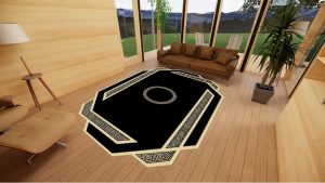 Golden Pattern Black Luxury Rug, Black And Gold Luxury Decor