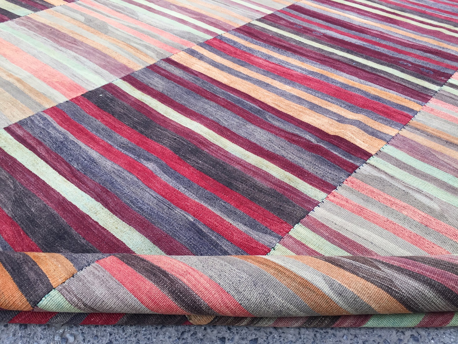 11X11 Boho Patchwork Kilim Rug , Retro Handmade Rug , 10'9" X 11'1" Oversize Turkish Rug R7095F66 - Image 2