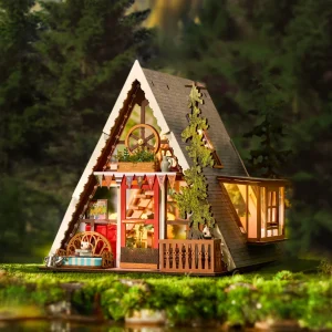 A-Frame Cabin DIY Miniature House 3D Wooden Puzzle Architectural Desk Decor Unique Christmas Gift for Adults