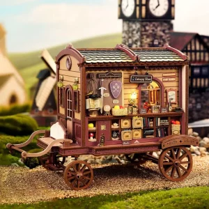 Entropy'S Flow Wooden Diy Casa Dollhouse Miniature Model Kits Magic Carriage Cabin Doll Houses With Furniture For Friends Gifts
