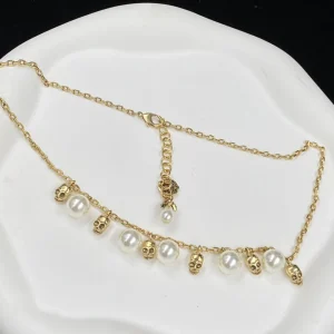 McQueen Skull Pearl Pendant Necklace - MC0009