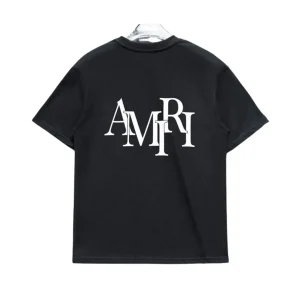 Alternative view of AM Staggered Logo T-shirt in Black - 279 - ami0000279