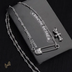 Alternative view of CH Pin & Cross Pendant Necklace - CH0041