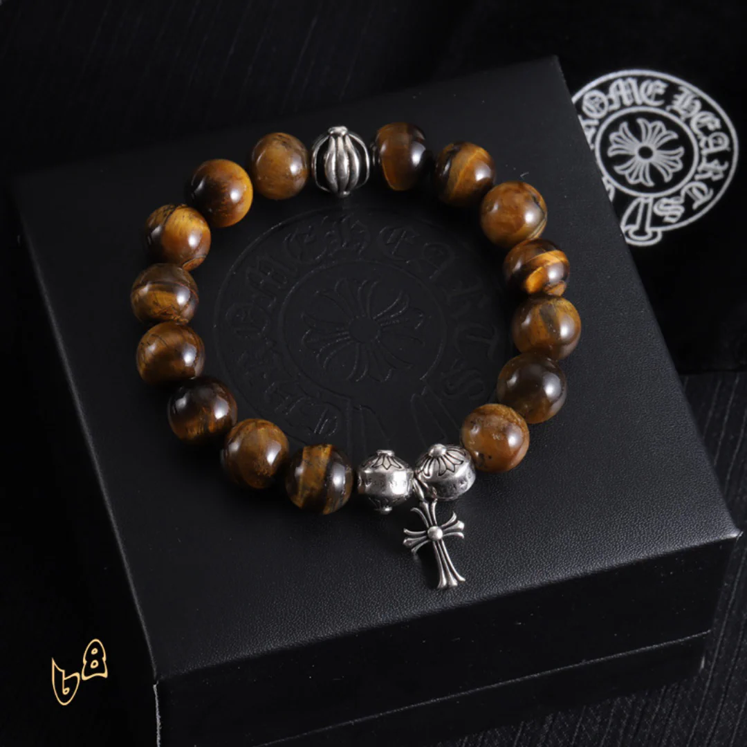 CH Brown Beaded Cross Bracelet - CH0064 - Image 2