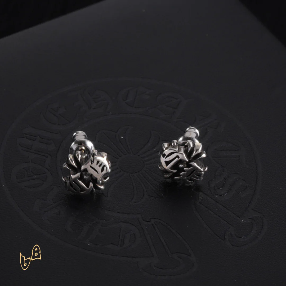 CH Flower Engraved Earrings - CH0154 - Image 6